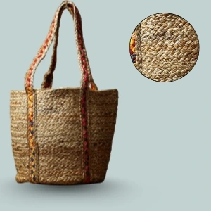 Beige Eco Jute Shoulder Tote – Handwoven Multipurpose Bag (1)