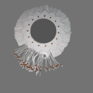 Boho Macrame Wall Mirror with Wooden Beads & Cotton Cord (1)