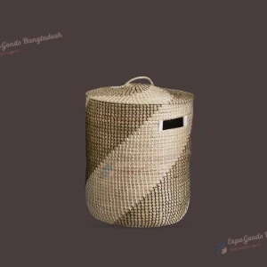 GraysonNest Duo – Handmade Two-Toned Water Hyacinth Storage Basket Set with Lids
