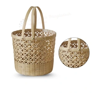 Handwoven Round Bamboo Storage Basket