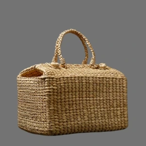 Handwoven Water Hyacinth Storage Basket