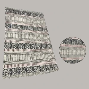 Heritage Bloom Cotton Area Rug – 4x6 ft Traditional Floral Floor Carpet