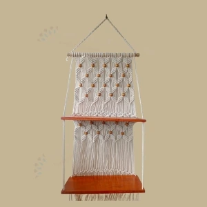 Liora Boho Macrame Hanging Shelf – Handmade Wall Organizer