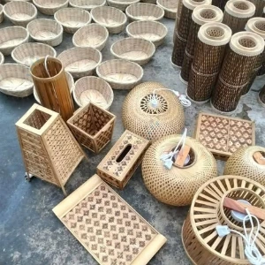 Natural Cane & Bamboo Organizer Basket