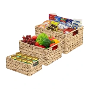 Natural Water Hyacinth Woven Basket for Storage & Decor